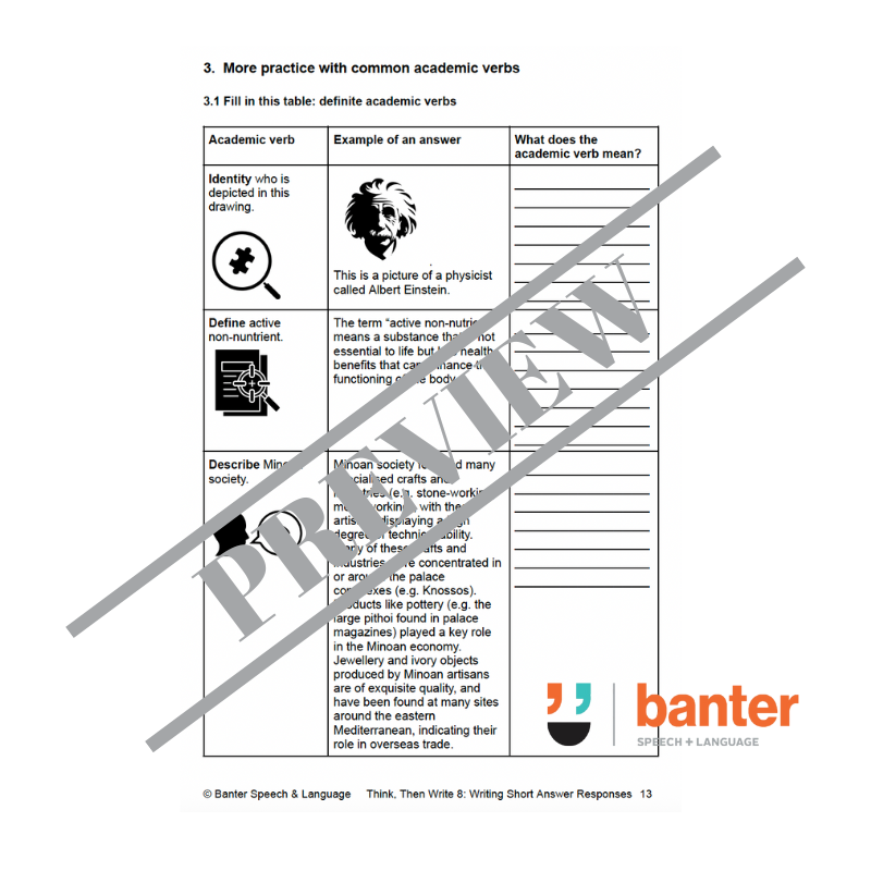 Think Then Write Workbook 8: Writing Responses to Short Answer Questions