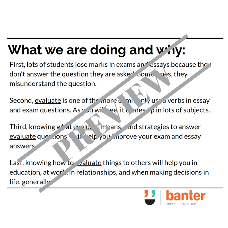 Banter Oral Language Workbook: Interactive Oral Language Workouts for High School Students