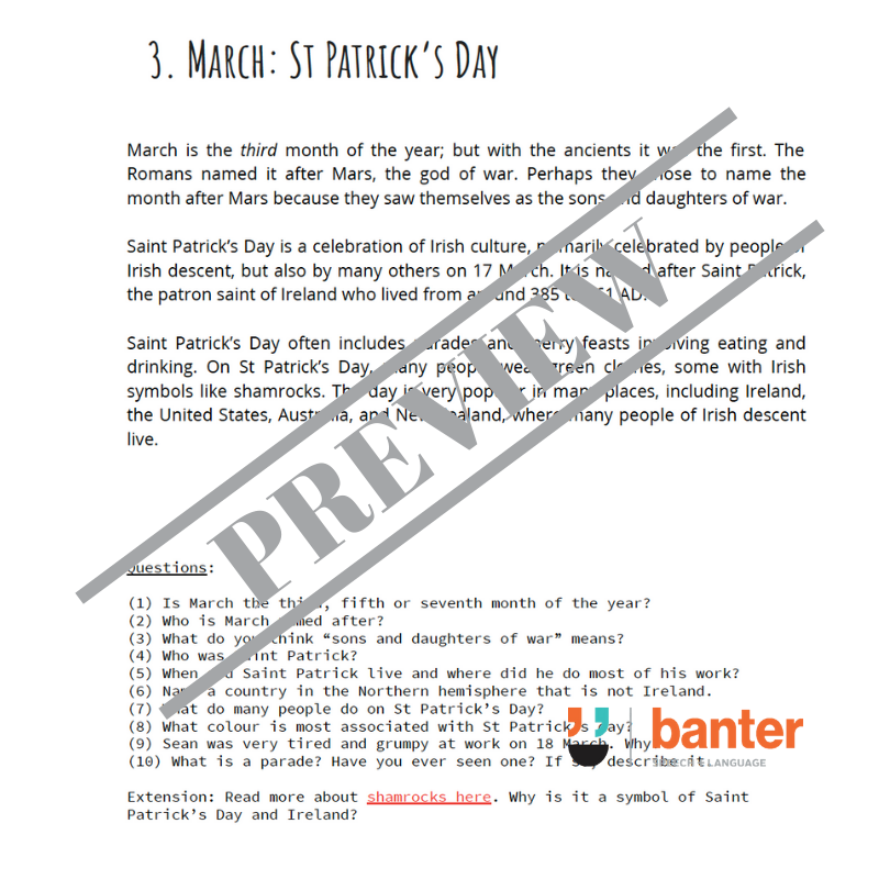 Banter Workbook: 65 Short Reading Passages for Primary School Students